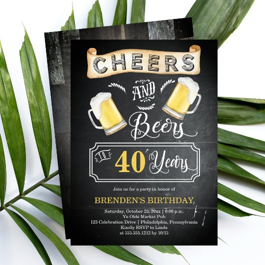 Invitation Soirées et bières jusqu'à 40 ans fête d'anniversai