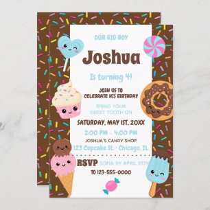Invitation Soirées gourmandes Kawaii Boy fête d'anniversaire
