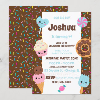 Invitation Soirées gourmandes Kawaii Boy fête d'anniversaire