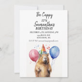 Invitation Sois Cappy Capybara fête d'anniversaire (Devant)