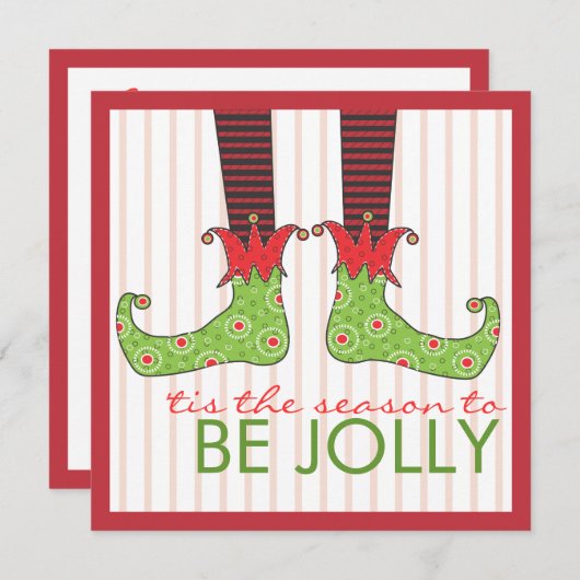 Invitation Sois Jolly Fun Elf Fee Fête de Noël (Devant / Derrière)