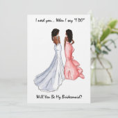 Invitation Sois ma demoiselle d'honneur - Afro-Américaine (Debout devant)