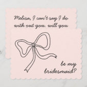 Invitation Sois ma demoiselle d'honneur Ruban rose Propositio (Devant / Derrière)
