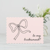 Invitation Sois ma demoiselle d'honneur Ruban rose Propositio (Debout devant)