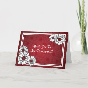 Invitation Sois Ma Servante D'Epouse Dahlia Floral Rouge
