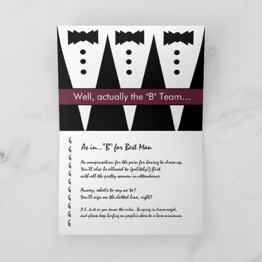 Invitation Sois mon garçon d'honneur avec smoking - DRÔLE (Intérieur)