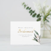 Invitation Sois mon servante d'honneur eucalyptus feuille d'o (Debout devant)