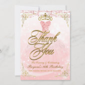 Invitation Sois notre invitée Princesse Rose Or Sweet 16 Merc (Devant)