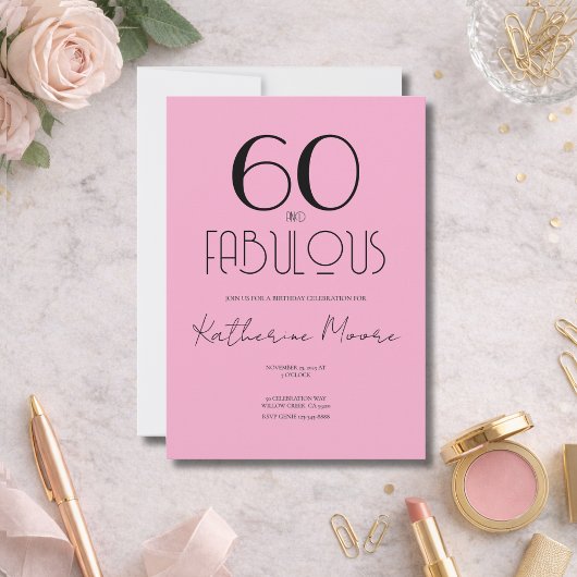 Invitation Soixante ans et fabuleux 60e anniversaire 