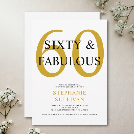 Invitation Soixante ans et fabuleux 60e anniversaire