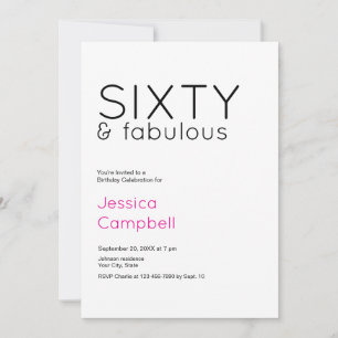 Invitation Soixante ans et fabuleux Anniversaire 60 ans noir