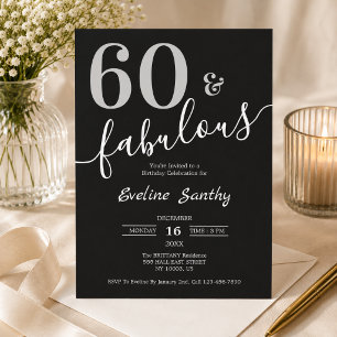 Invitation Soixante ans et fabuleux Anniversaire 60 ans Noir
