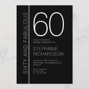 Invitation Soixante ans et Fabuleux Anniversaire Moderne de 6