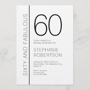 Invitation Soixante ans et Fabuleux Anniversaire Moderne de 6