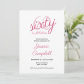 Invitation Soixante ans et Fabuleux Écriture Rose 60e Anniver (Debout devant)