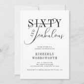 Invitation Soixante ans et fabuleux Élégant Script 60e annive (Devant)