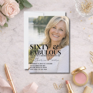 Invitation Soixante ans et Fabuleux Photo 60e Anniversaire