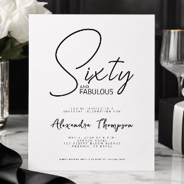 Invitation Soixante ans et Fabuleux Script Fête d'anniversair