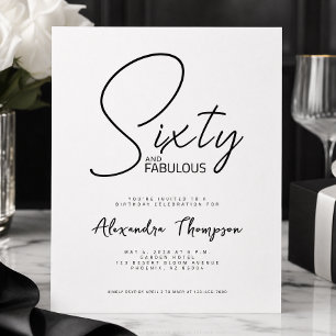 Invitation Soixante ans et Fabuleux Script Fête d'anniversair