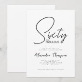 Invitation Soixante ans et Fabuleux Script Fête d'anniversair (Devant / Derrière)