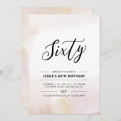 Invitation Soixante | Aquarelle minimale de 60e anniversaire (Devant / Derrière)