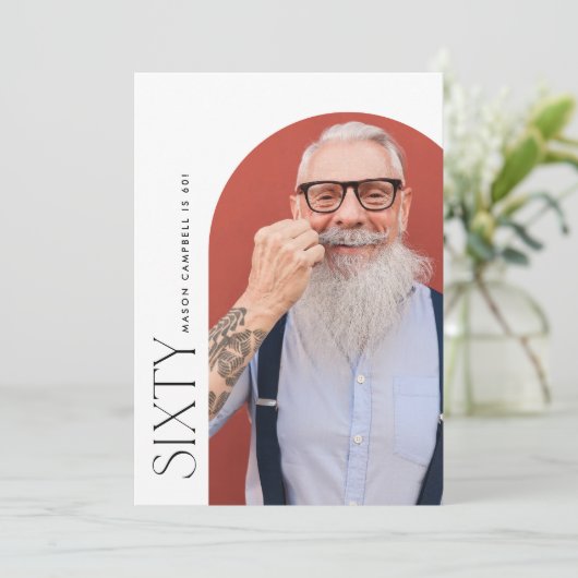 Invitation soixante arch photo 60e fête d'anniversaire simple (Debout devant)