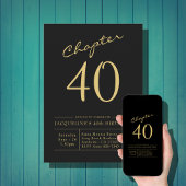 Invitation Soixante Black Gold 40e fête d'anniversaire