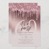 Invitation Soixante C'est une Parties scintillant rose fête 6 (Devant / Derrière)
