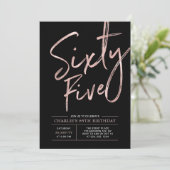 Invitation Soixante-cinq | Rose Gold & Black 65e anniversaire (Debout devant)