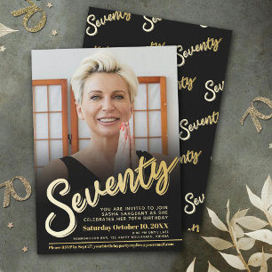 Invitation Soixante-dix-70e anniversaire script photo couleur