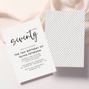 Invitation Soixante-Dix 70e Soirée d'Anniversaire Noir & Bl