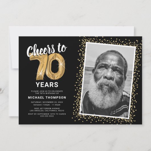 Invitation Soixante-dix ans 70e anniversaire Photo (Devant)