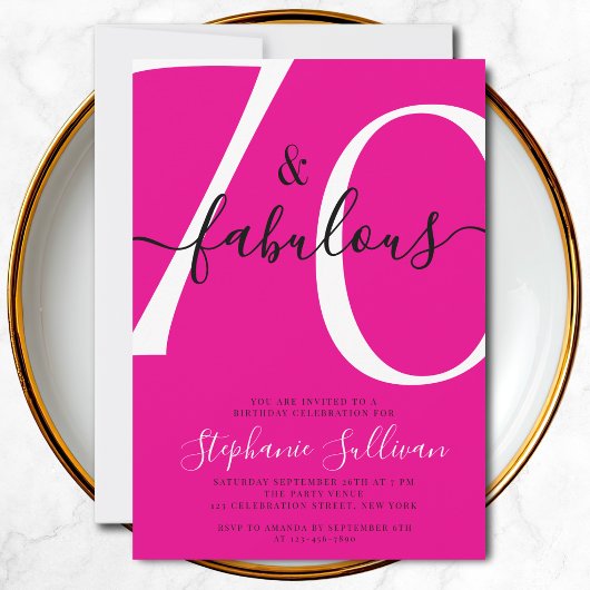 Invitation Soixante-dix ans et Fabuleux Script 70e Anniversai