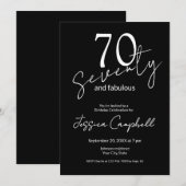 Invitation Soixante-dix ans et Fabuleux Script Noir 70e Anniv (Devant / Derrière)