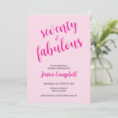 Invitation Soixante-dix ans et Fabuleux Script Rose 70e Anniv (Debout devant)