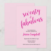 Invitation Soixante-dix ans et Fabuleux Script Rose 70e Anniv (Devant / Derrière)