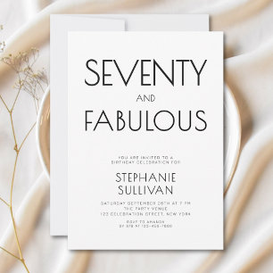 Invitation Soixante-dix ans minimalistes et fabuleux pour une