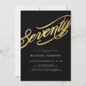 Invitation Soixante-dix Black Gold Modern 70e anniversaire (Devant)