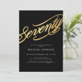 Invitation Soixante-dix Black Gold Modern 70e anniversaire (Debout devant)