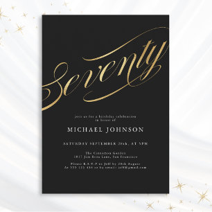 Invitation Soixante-dix Black Gold Modern Minimalist 70e anni