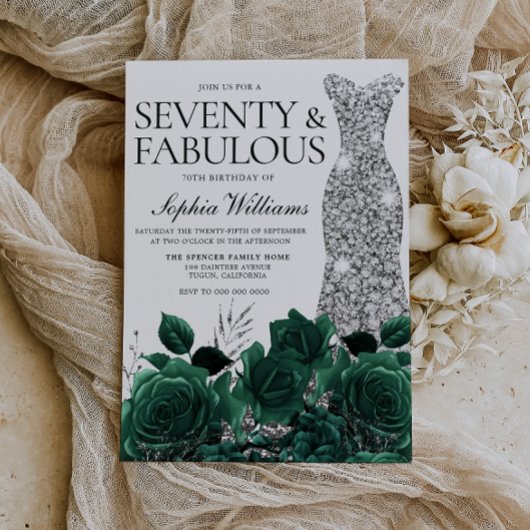 Invitation Soixante-dix et fabuleux Emerald Green 70e anniver