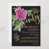 Invitation Soixante-dix et fabuleux Peony rose Anniversaire (Devant)
