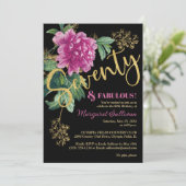 Invitation Soixante-dix et fabuleux Peony rose Anniversaire (Debout devant)