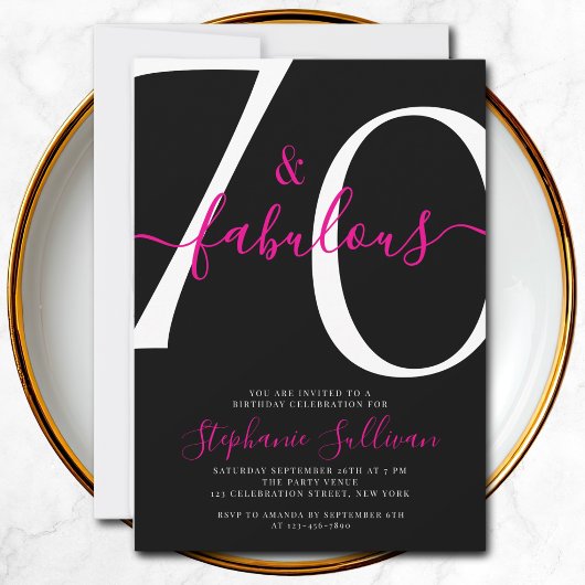 Invitation Soixante-dix et Fabuleux Script 70e Anniversaire N