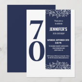 Invitation Soixante-dix Floral Elégant 70e Anniversaire (Devant / Derrière)