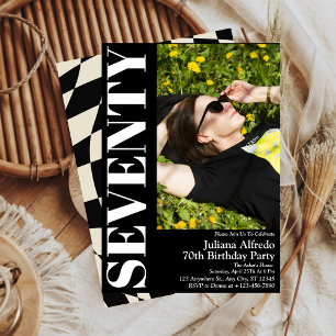 Invitation Soixante-dix Moderne Photo Noir Fête d'anniversair