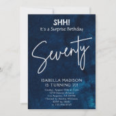 Invitation Soixante-Dix | Navy Blue 70th Birthday Surprise Pa (Devant)