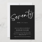 Invitation Soixante-dix noir blanc Simple Script 70e annivers (Devant)
