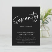 Invitation Soixante-dix noir blanc Simple Script 70e annivers (Debout devant)