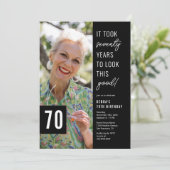 Invitation Soixante-dix noir et blanc 70e anniversaire de la (Debout devant)